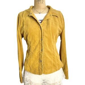 Mustard Yellow Corduroy Western Style Jacket Button Sleeves Size L